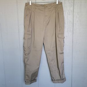 Lauren Ralph Lauren Women's Olive Green High-Rise Cargo Cropped Pants. S…